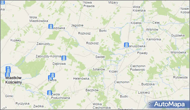 mapa Świder, Świder na mapie Targeo
