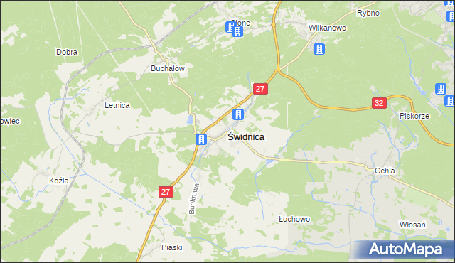 mapa Świdnica powiat zielonogórski, Świdnica powiat zielonogórski na mapie Targeo