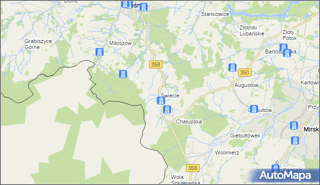 mapa Świecie gmina Leśna, Świecie gmina Leśna na mapie Targeo