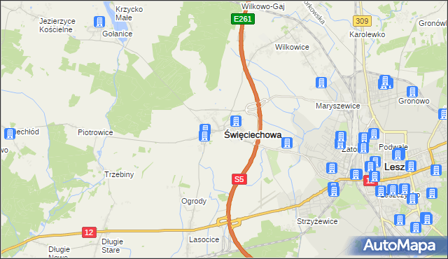 mapa Święciechowa, Święciechowa na mapie Targeo