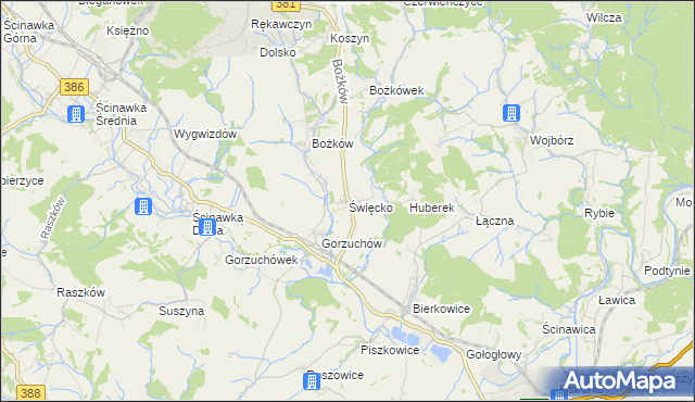 mapa Święcko, Święcko na mapie Targeo