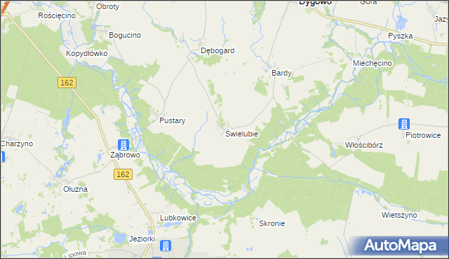 mapa Świelubie gmina Dygowo, Świelubie gmina Dygowo na mapie Targeo