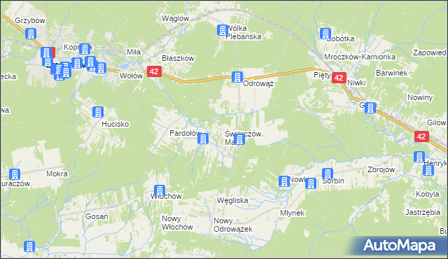 mapa Świerczów Mały, Świerczów Mały na mapie Targeo