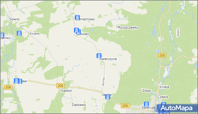 mapa Świerczyna gmina Polanów, Świerczyna gmina Polanów na mapie Targeo