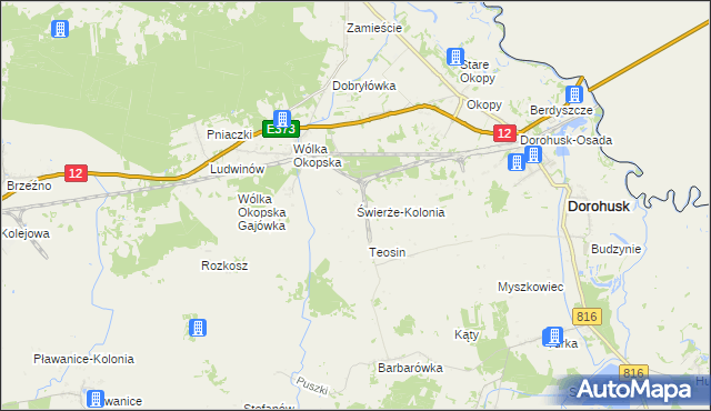 mapa Świerże-Kolonia gmina Dorohusk, Świerże-Kolonia gmina Dorohusk na mapie Targeo