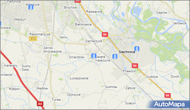 mapa Święta Katarzyna gmina Siechnice, Święta Katarzyna gmina Siechnice na mapie Targeo