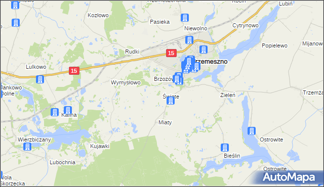 mapa Święte gmina Trzemeszno, Święte gmina Trzemeszno na mapie Targeo