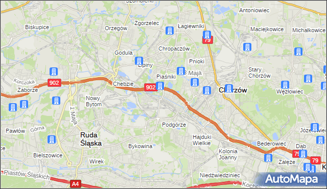 mapa Świętochłowice, Świętochłowice na mapie Targeo