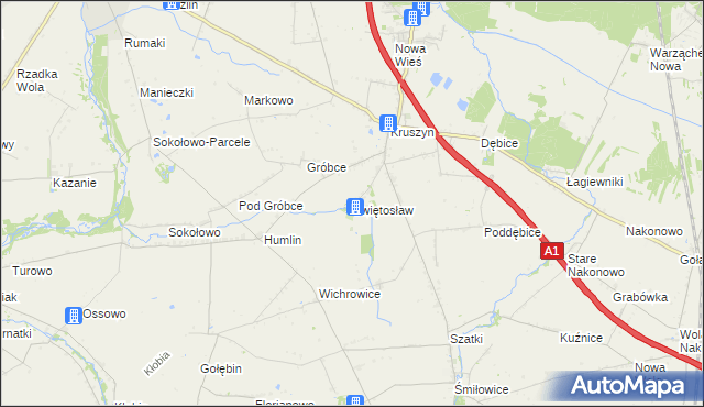 mapa Świętosław gmina Włocławek, Świętosław gmina Włocławek na mapie Targeo