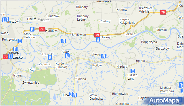mapa Świniary gmina Drwinia, Świniary gmina Drwinia na mapie Targeo