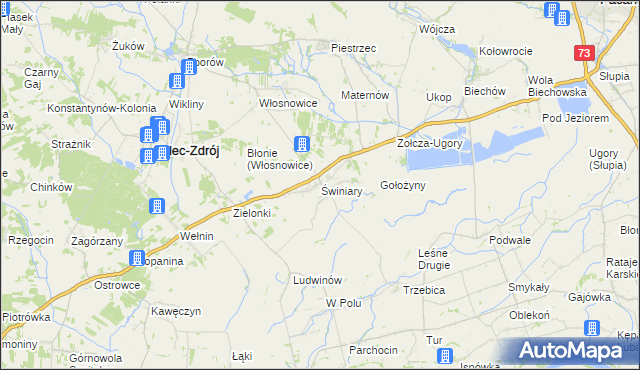 mapa Świniary gmina Solec-Zdrój, Świniary gmina Solec-Zdrój na mapie Targeo