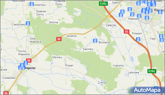 mapa Świniary gmina Wąsosz, Świniary gmina Wąsosz na mapie Targeo