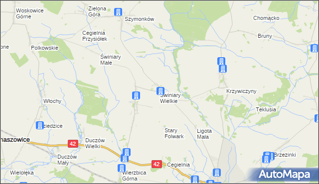 mapa Świniary Wielkie, Świniary Wielkie na mapie Targeo