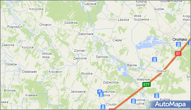 mapa Świniów, Świniów na mapie Targeo