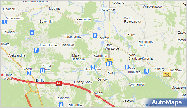 mapa Swoboda gmina Zgierz, Swoboda gmina Zgierz na mapie Targeo