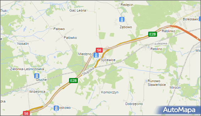 mapa Sycewice, Sycewice na mapie Targeo