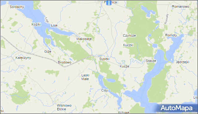 mapa Sypitki, Sypitki na mapie Targeo