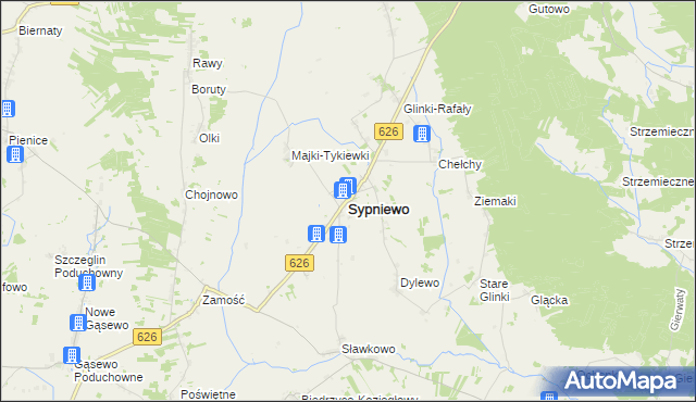 mapa Sypniewo powiat makowski, Sypniewo powiat makowski na mapie Targeo