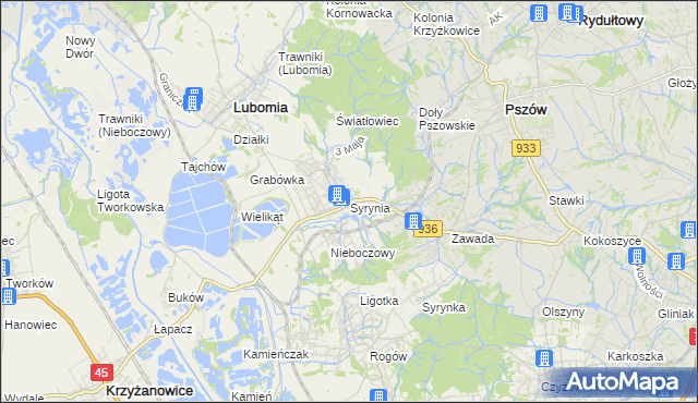 mapa Syrynia, Syrynia na mapie Targeo