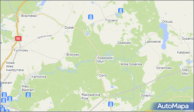 mapa Szadowski Młyn, Szadowski Młyn na mapie Targeo