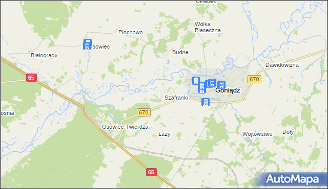 mapa Szafranki gmina Goniądz, Szafranki gmina Goniądz na mapie Targeo