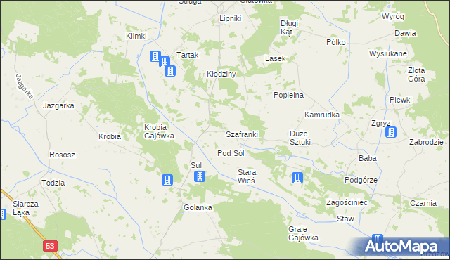 mapa Szafranki gmina Łyse, Szafranki gmina Łyse na mapie Targeo