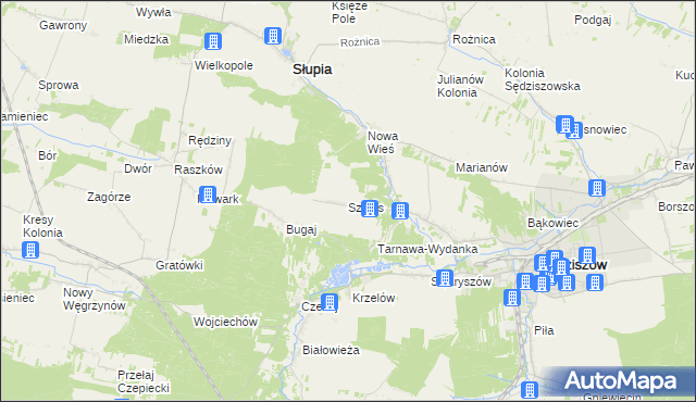 mapa Szałas gmina Sędziszów, Szałas gmina Sędziszów na mapie Targeo
