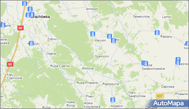 mapa Szamocin gmina Strachówka, Szamocin gmina Strachówka na mapie Targeo