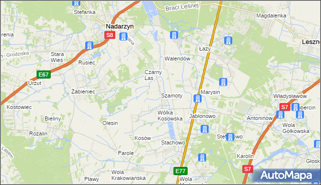 mapa Szamoty gmina Nadarzyn, Szamoty gmina Nadarzyn na mapie Targeo