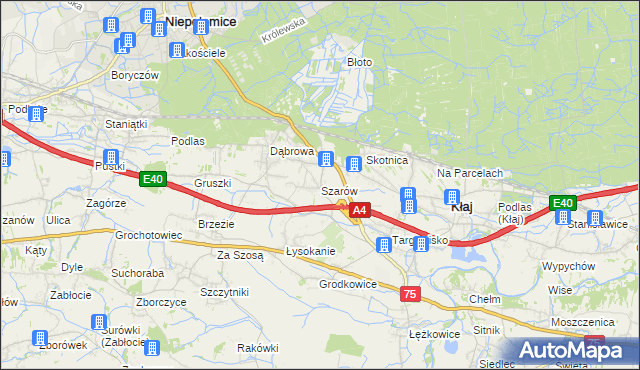 mapa Szarów gmina Kłaj, Szarów gmina Kłaj na mapie Targeo