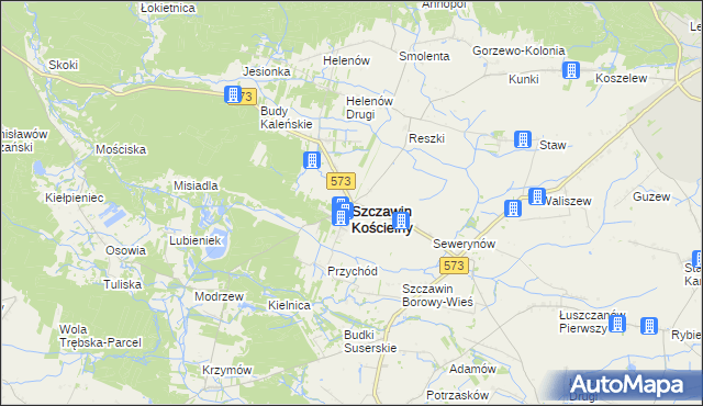 mapa Szczawin Kościelny, Szczawin Kościelny na mapie Targeo