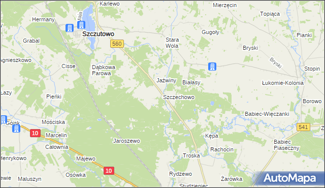 mapa Szczechowo, Szczechowo na mapie Targeo