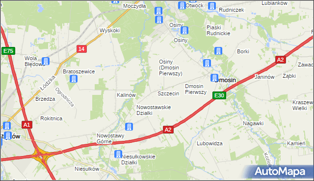 mapa Szczecin gmina Dmosin, Szczecin gmina Dmosin na mapie Targeo