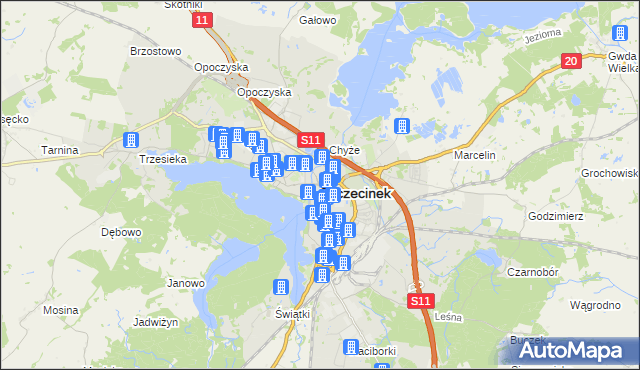 mapa Szczecinek, Szczecinek na mapie Targeo