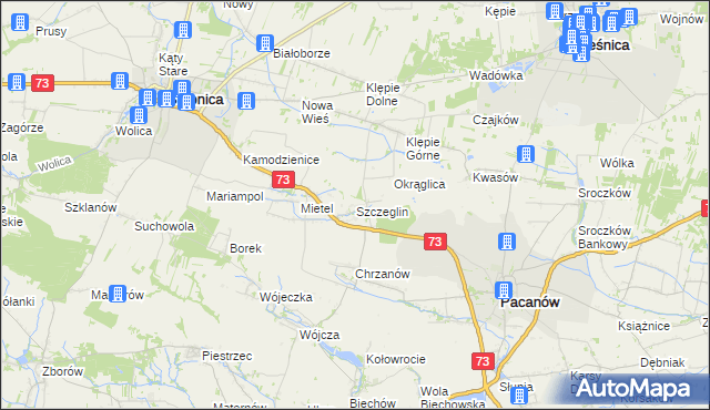 mapa Szczeglin gmina Stopnica, Szczeglin gmina Stopnica na mapie Targeo