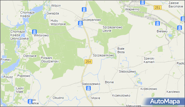 mapa Szczepankowo gmina Dąbrowa, Szczepankowo gmina Dąbrowa na mapie Targeo