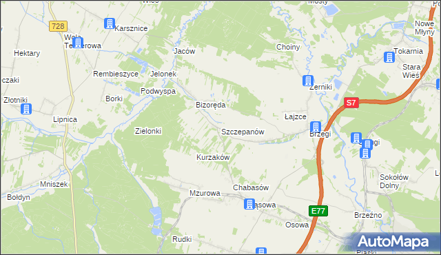 mapa Szczepanów gmina Sobków, Szczepanów gmina Sobków na mapie Targeo