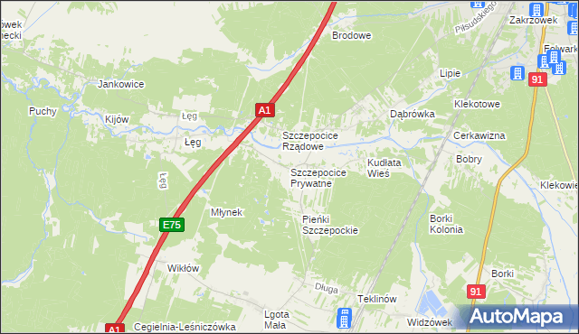 mapa Szczepocice Prywatne, Szczepocice Prywatne na mapie Targeo