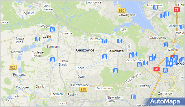 mapa Szczerbice, Szczerbice na mapie Targeo