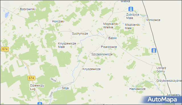 mapa Szczęsnowicze, Szczęsnowicze na mapie Targeo
