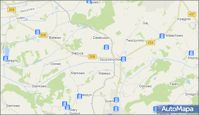 mapa Szczodrochowo gmina Gostyń, Szczodrochowo gmina Gostyń na mapie Targeo