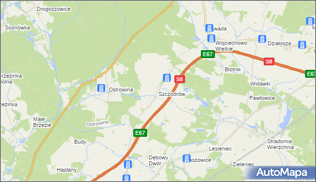 mapa Szczodrów, Szczodrów na mapie Targeo