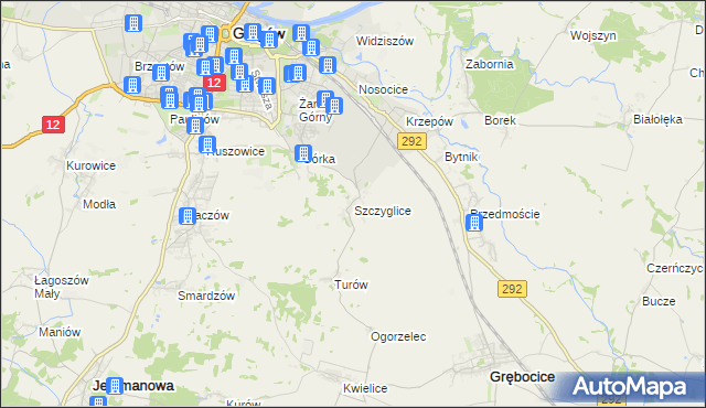 mapa Szczyglice gmina Głogów, Szczyglice gmina Głogów na mapie Targeo