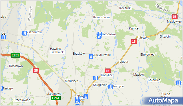 mapa Szczytkowice, Szczytkowice na mapie Targeo