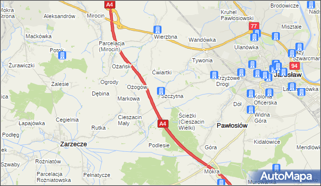 mapa Szczytna gmina Pawłosiów, Szczytna gmina Pawłosiów na mapie Targeo