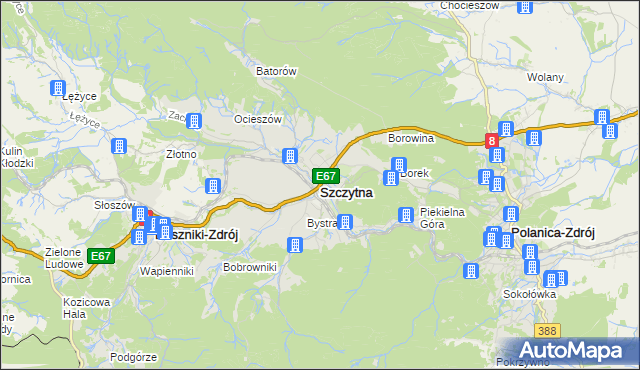 mapa Szczytna powiat kłodzki, Szczytna powiat kłodzki na mapie Targeo