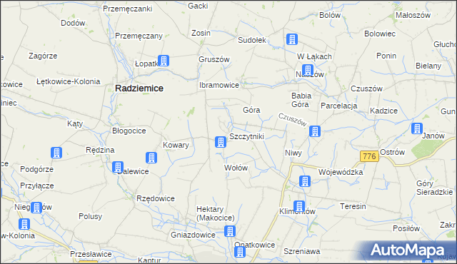 mapa Szczytniki gmina Proszowice, Szczytniki gmina Proszowice na mapie Targeo