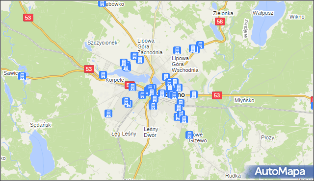 mapa Szczytno, Szczytno na mapie Targeo