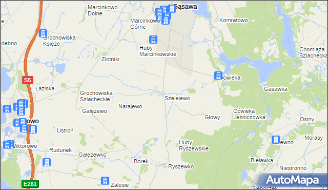 mapa Szelejewo gmina Gąsawa, Szelejewo gmina Gąsawa na mapie Targeo