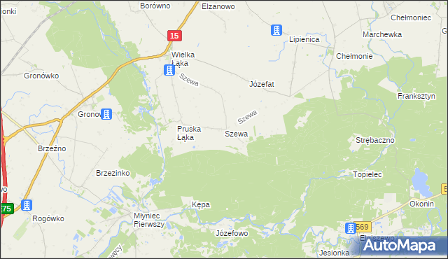 mapa Szewa, Szewa na mapie Targeo